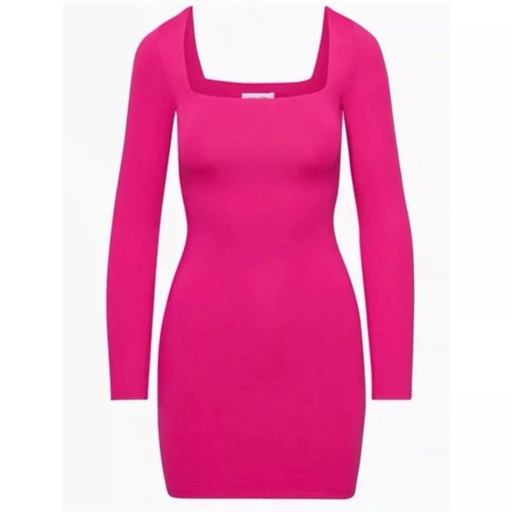 NWOT! Aritzia Babaton | Contour Squareneck Longsleeve Mini Dress | Hot Pink | XL